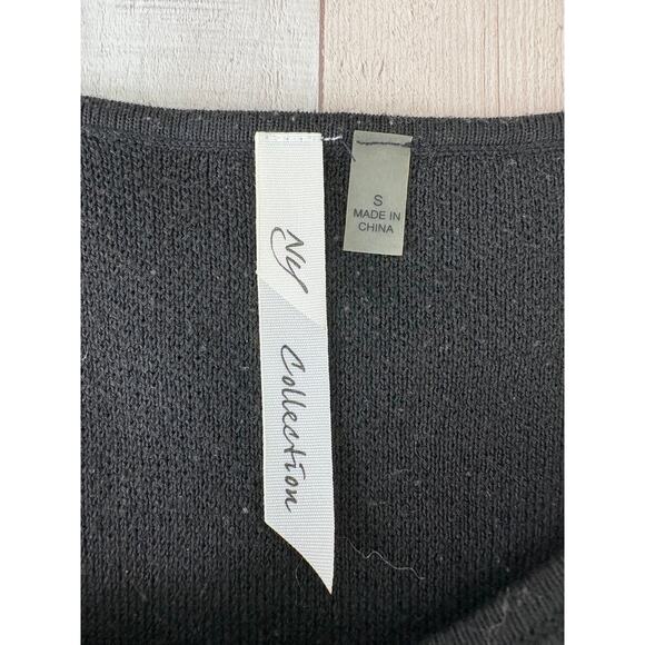 Sweater Dress Black Sz Small Knee Length Stretchy Gothic Bell Sleeve Minimalist - Picture 4 of 9